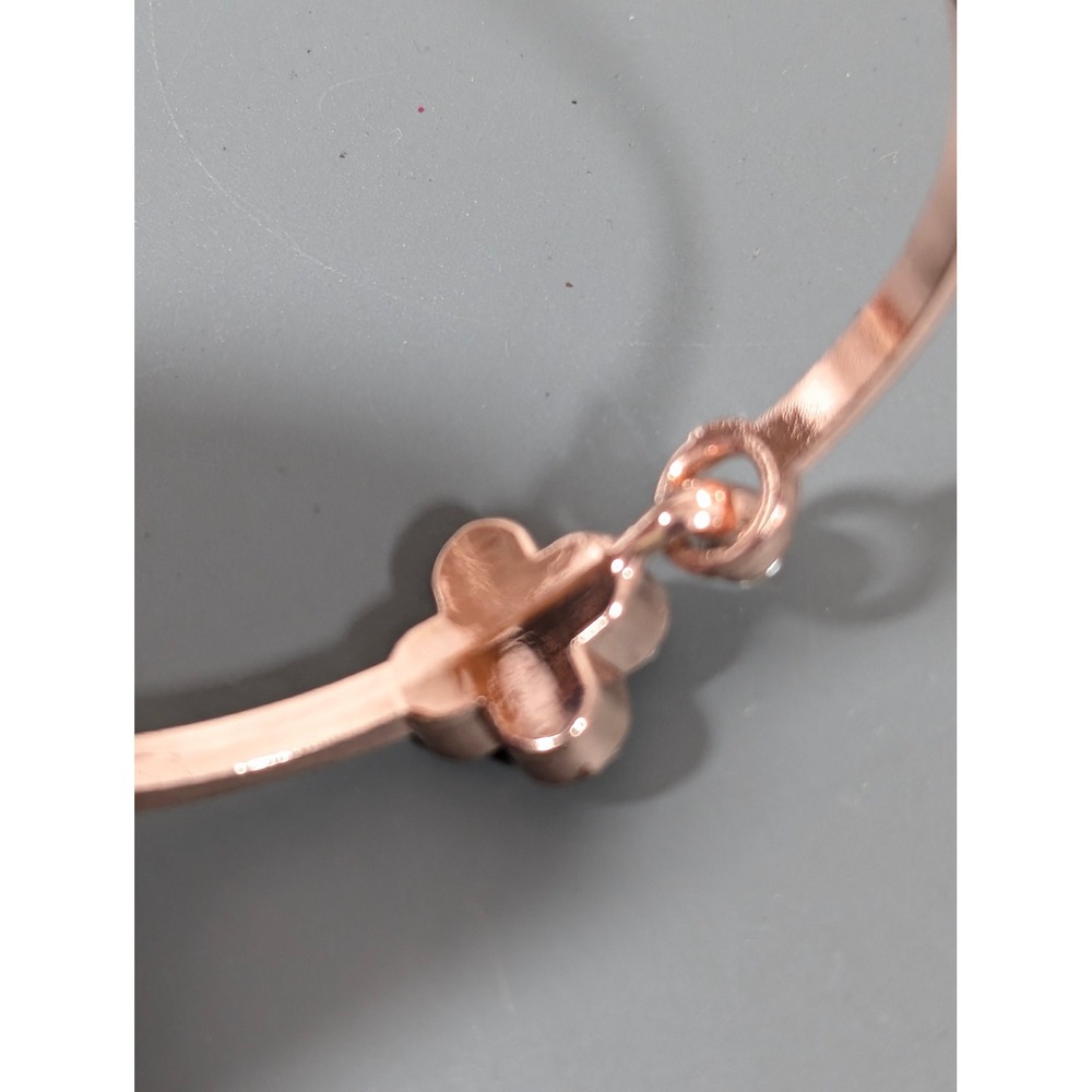 Rose Gold Tone‎ Cross Bangle Bracelet 6.5" Minimalist Hinged Cuff - Picture 6 of 7